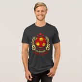 Koolrode Gouden Voetbal Crest Tri-Blend Shirt (Voorkant volledig)