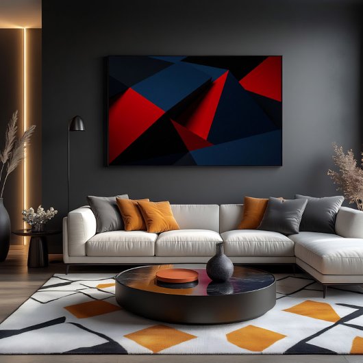 Koolrode marineblauwe geometrische abstracte kunst canvas afdruk