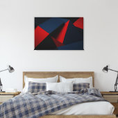 Koolrode marineblauwe geometrische abstracte kunst canvas afdruk (Insitu (Slaapkamer))