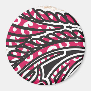 Koolrode paisley-ronde magneet