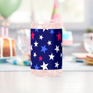Koolrode, Patriotistische Blauwe, en Witte Sterren Blikvorm Glas
