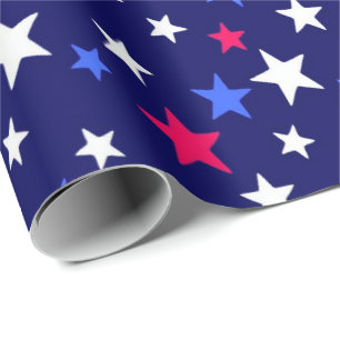 Koolrode, Patriotistische Blauwe, en Witte Sterren Cadeaupapier