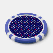 Koolrode, patriottisch blauwe, en witte sterren poker chips (Enkel)
