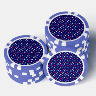 Koolrode, patriottisch blauwe, en witte sterren  poker chips