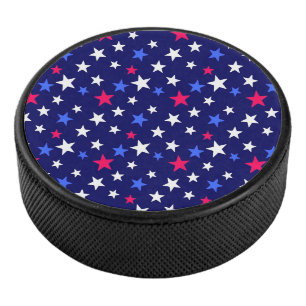 Koolrode, patriottische blauwe, en witte sterren hockey puck