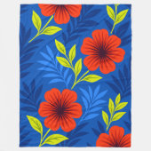 Koolrode Rode Bloemen met Elegante Bladeren Fleece Deken (Voorkant)