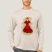 Koolrode Silhouet met Blauwe Detailontwerp Tri-Blend Shirt (Voorkant volledig)