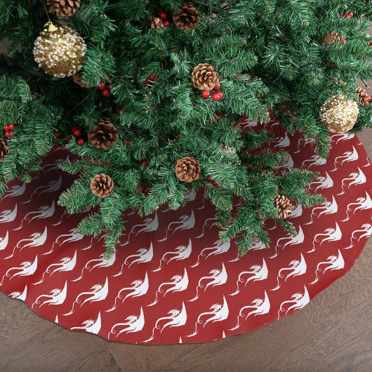 Koolrode Witte Stam Draak Kerstontwerp Kerstboom Rok