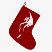 Koolrode Witte Tribale Draak Kerstontwerp Grote Kerstsok (Voorkant (Hangend))