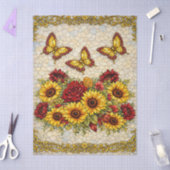 Koolrode zonnebloemen bloemendecoupeerwerk  tissuepapier (Craft)