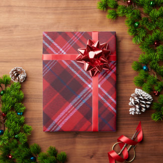 Koolrode Zwart en Wit Tartan Plaid Cadeaupapier