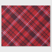 Koolrode Zwart en Wit Tartan Plaid Cadeaupapier (Vlak)