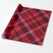 Koolrode Zwart en Wit Tartan Plaid Cadeaupapier (Uitgerold)