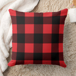 Koolrode Zwarte Buffalo Plaid Kerst Kussen