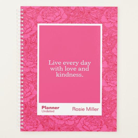 Koolrome Rode en Roze Pioen Bloem Blockquote Planner (Voorkant)