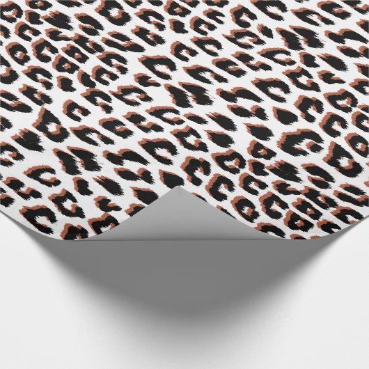 Koolrood bruine luipaardprint cadeaupapier (Hoek)