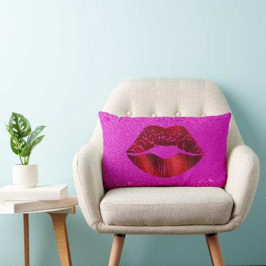 Koolrood folie lippenstift modern eenvoudig chic r kussen (Stoel)