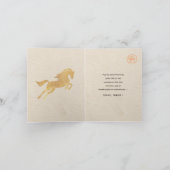 Koolrood & Goud Galopperende Geest Paard Jaar 2026 Feestdagen Kaart (Binnen)