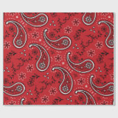 Koolrood paisleypatroon met bloemaccent cadeaupapier (Vlak)