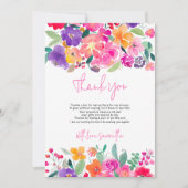 Koolroze bloemrijke waterverf bruiloftsdans bedankkaart (Voorkant)
