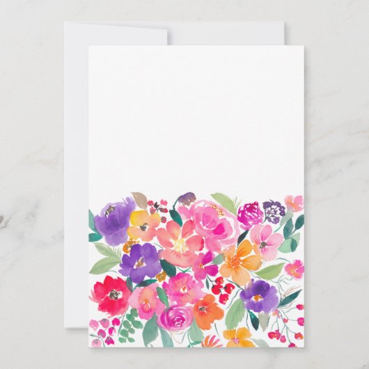 Koolroze bloemrijke waterverf bruiloftsdouche bedankkaart (Achterkant)