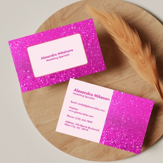 Koolroze Glitterende Glamourlook Visitekaartje