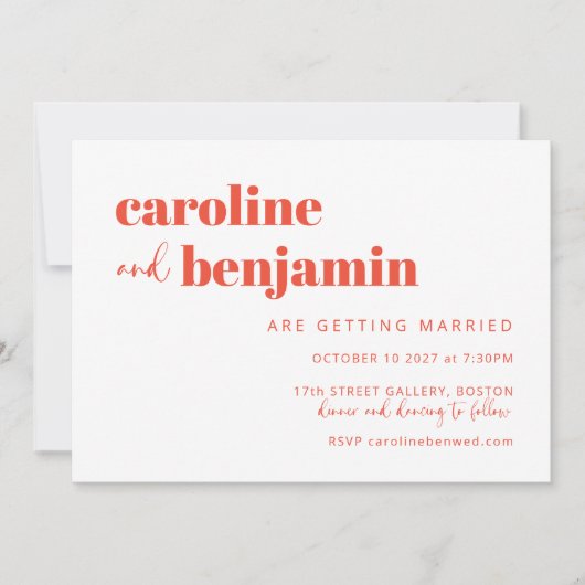 Koolroze Rode Schachbrett All-in-One Trouw Kaart (Voorkant)