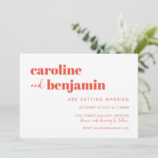 Koolroze Rode Schachbrett All-in-One Trouw Kaart (Staand voorkant)