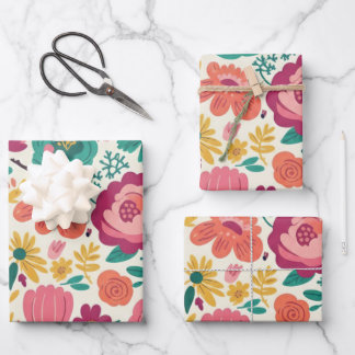 Koolroze, turquoise en oranje moderne stijl uit he inpakpapier vel