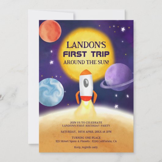 Koolruimte Eerste reis rond de eerste zonsverjaard Kaart (Voorkant)