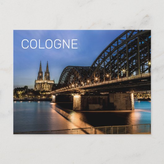 Koolse Stadsgezicht Duitsland Dom Nacht Souvenir Feestdagenkaart (Voorkant)