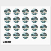 Koolse  ukiyo-e japanese waterbogen ronde sticker (Vel)