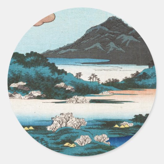 Koolse  ukiyo-e japanese waterbogen ronde sticker (Voorkant)