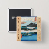 Koolse  ukiyo-e japanese waterbogen vierkante button 5,1 cm (Voorkant /achterkant)