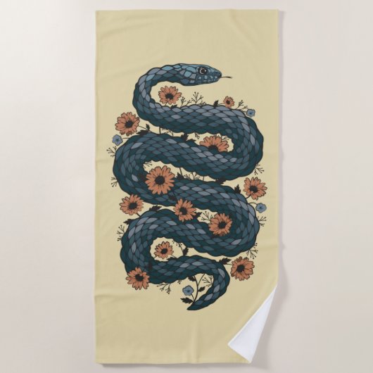 Koolslang (blauw) strandlaken (Voorkant)