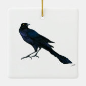 Koolstaartgrackle Keramisch Ornament (Achterkant)