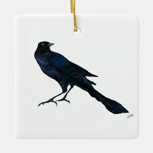 Koolstaartgrackle Keramisch Ornament (Voorkant)