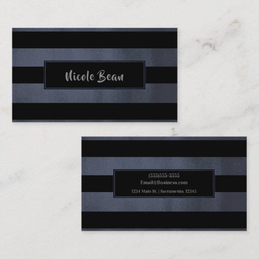 Koolsteengrijs Blauwe Stripes Grafische Moderne Gl Visitekaartje (Voorkant / Achterkant)