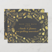 Koolsteengrijs en goudbloem besparen op datum Brie Aankondigingskaart (Voorkant / Achterkant)