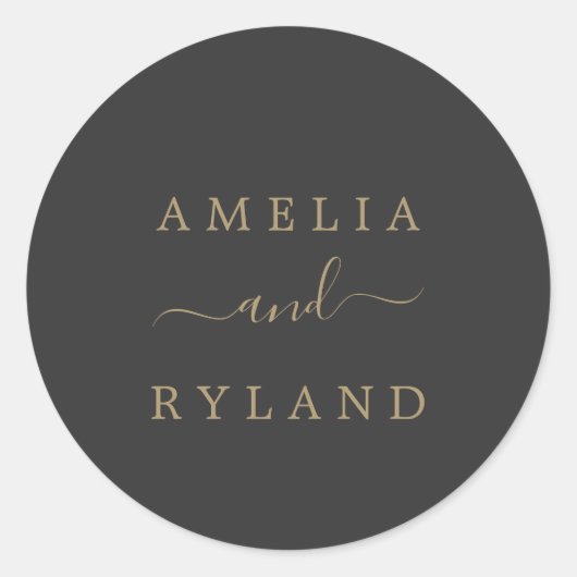 Koolsteengrijs en gouden weddenschappen ronde sticker (Voorkant)