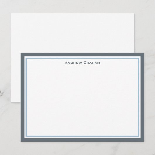 Koolsteengrijs en lichte blauwe-grenskaart notitiekaartje (Voorkant / Achterkant)