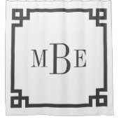 Koolsteengrijs en witte Griekse sleutel | Monogram Douchegordijn (Voorkant)