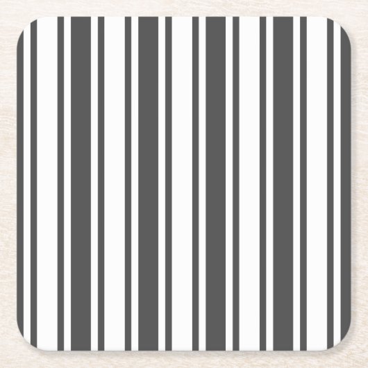Koolsteengrijs en witte snoepjes strepen kartonnen onderzetters (Voorkant)