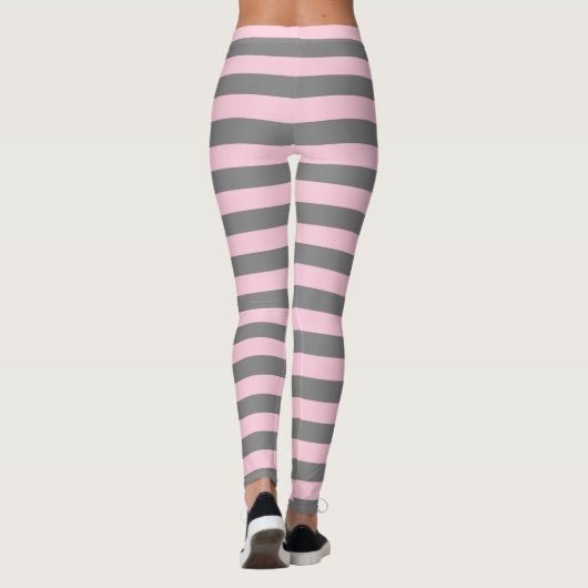 Koolsteengrijs- en zachte roze stropen leggings (Achterkant)