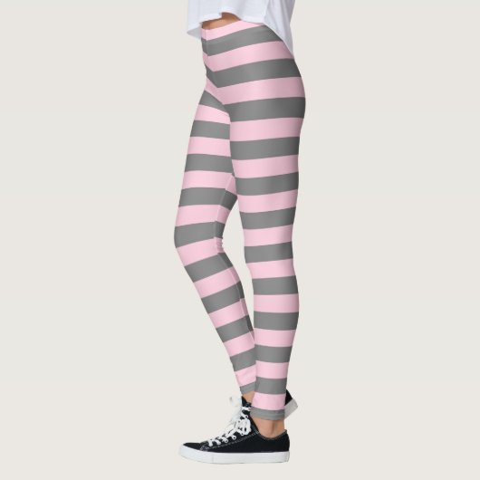Koolsteengrijs- en zachte roze stropen leggings (Links)