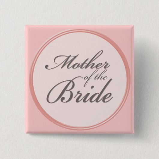 Koolsteengrijs lichtroze moeder van de bride vierkante button 5,1 cm (Voorkant)