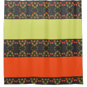 Koolsteengrijs met roze en Oranje schoengordijn Douchegordijn (Voorkant)