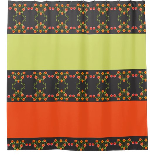 Koolsteengrijs met roze en Oranje schoengordijn Douchegordijn (Voorkant)