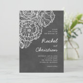 Koolsteengrijs met witte lineart papaverbloemen kaart (Staand voorkant)