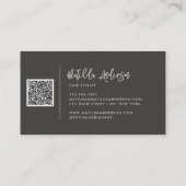 Koolsteengrijs modern minimaal script QR CODE Visitekaartje (Achterkant)